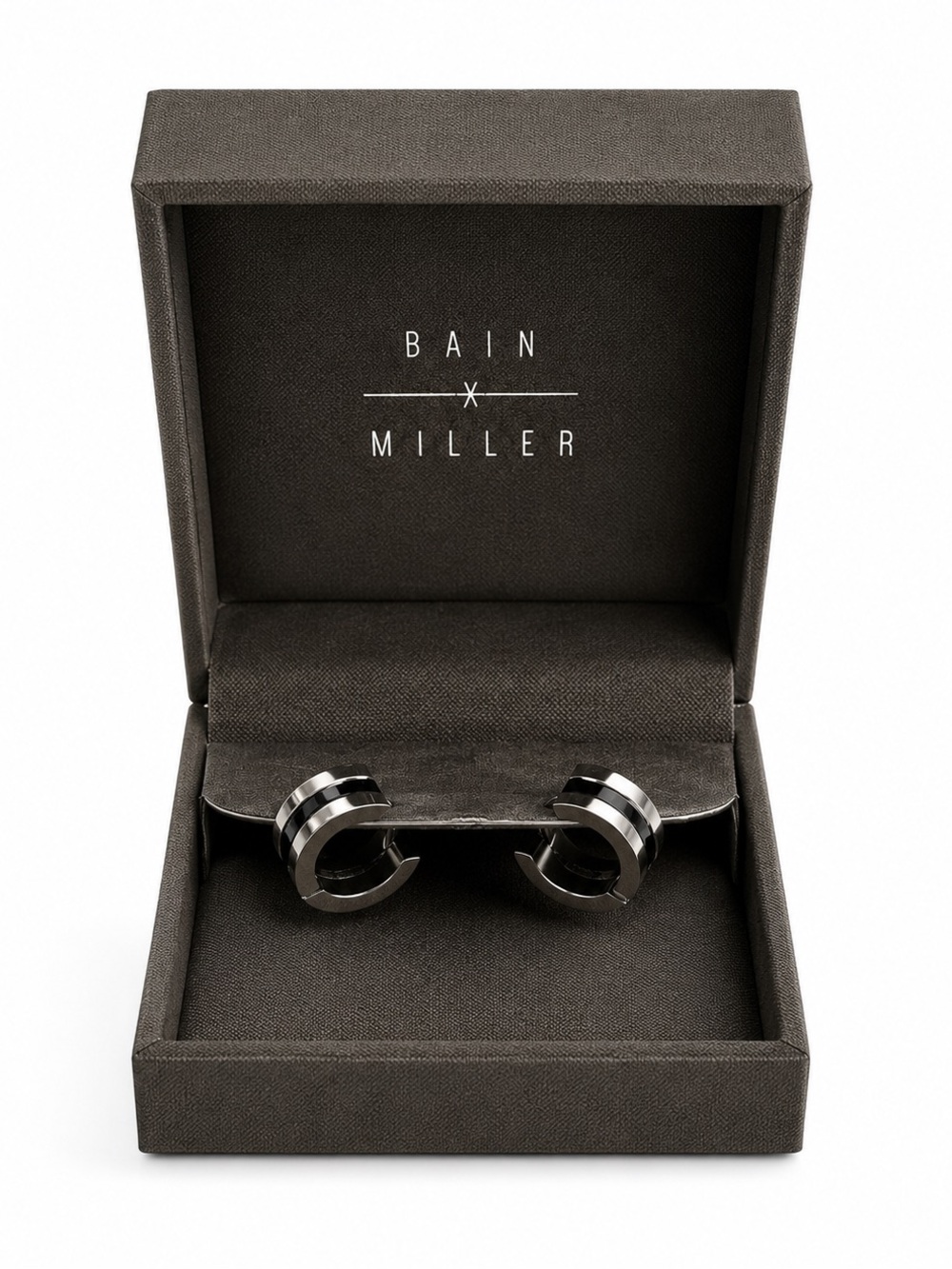 Bain Miller Tungsten Steel Unisex Earrings Black Silver Minimalist Stainless